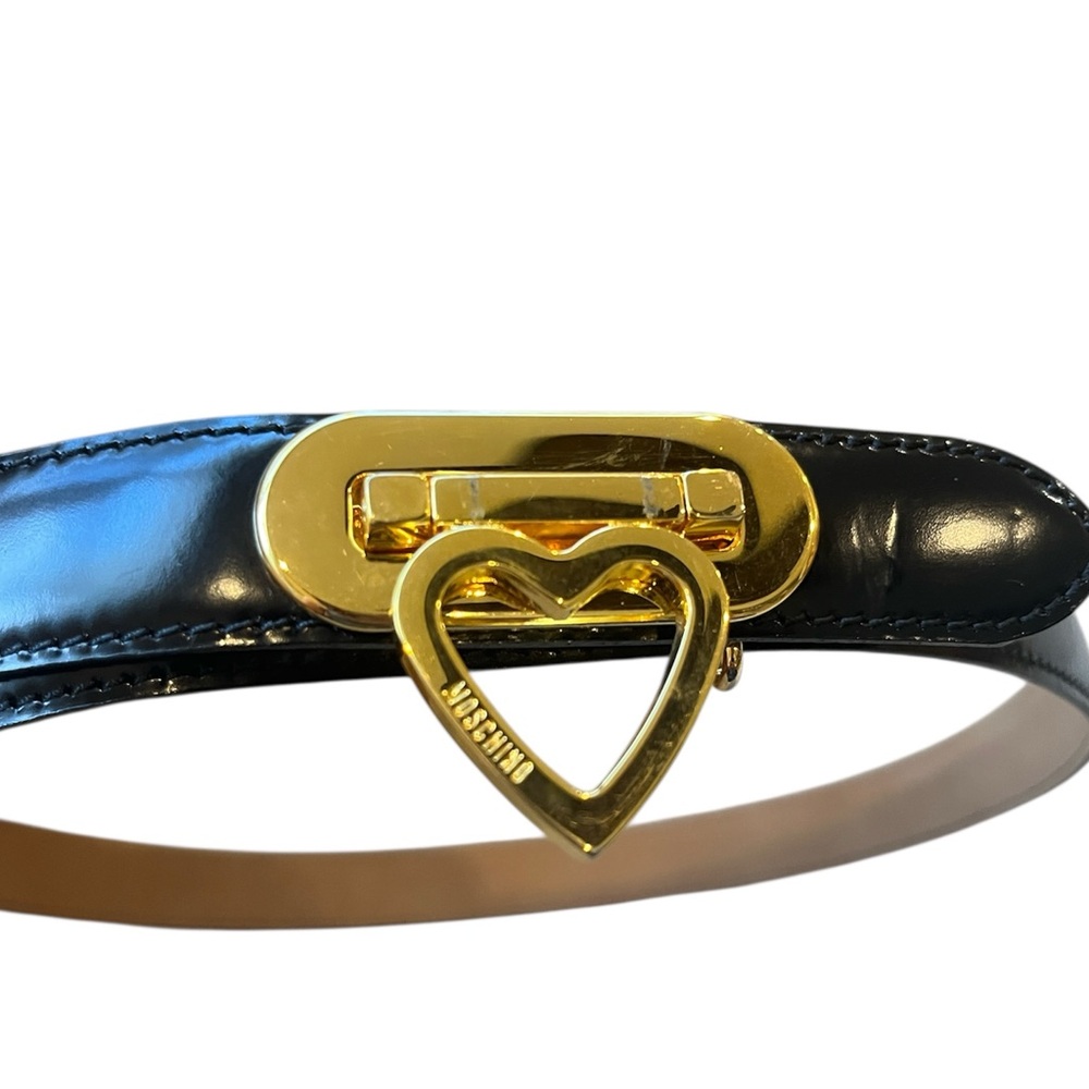 Moschino Black Belt with Gold Heart Clasp NWOT